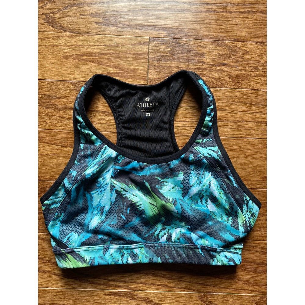 Athleta Women’s Racer Back Blue Green Bra Size XS